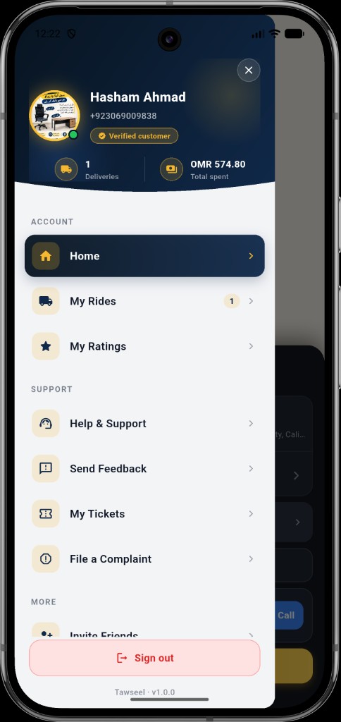 Tawseel app preview