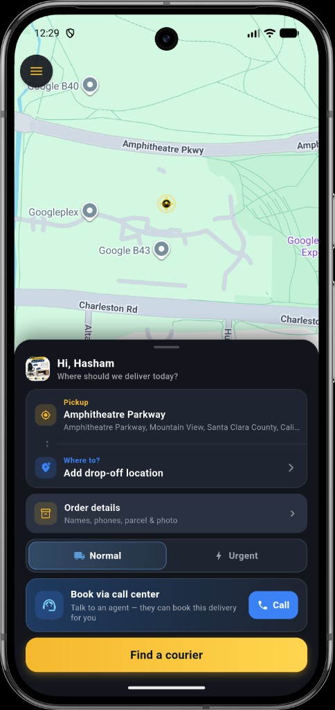 Tawseel booking screen