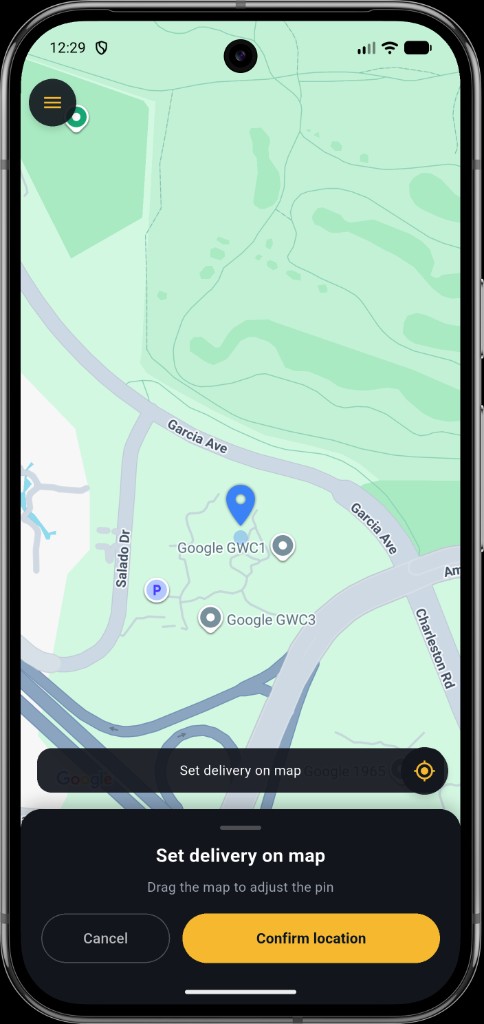 Set delivery on map